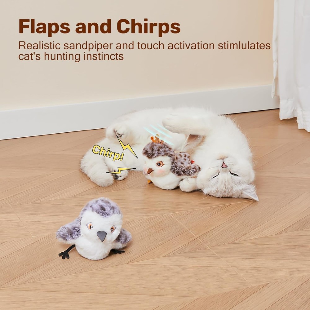 Realistic Flapping Sandpiper Cat Toy Pair