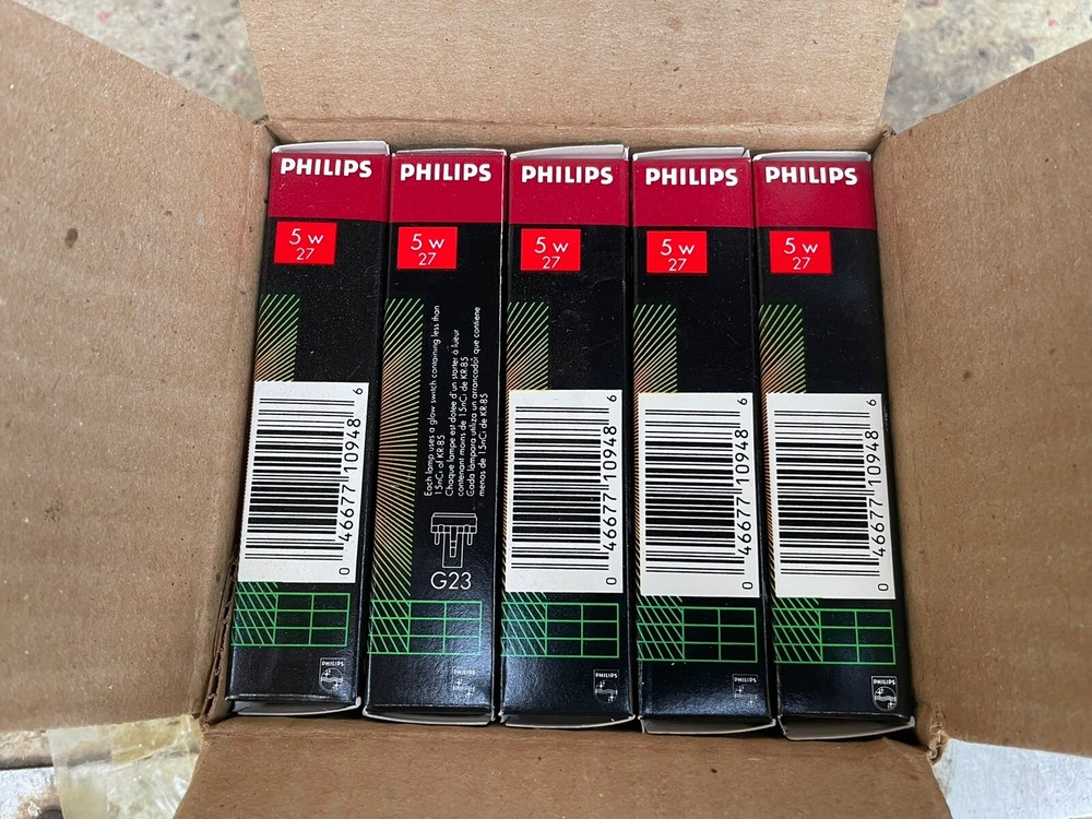 (Box of 10) New Philips 33233-8, 2 Pin Replacement Bulb 5W 27, pn PL-S 5W/27