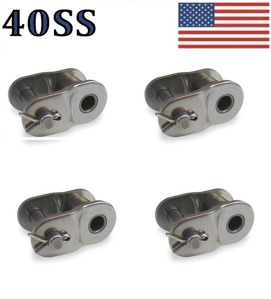 40 SS Stainless Steel Roller Chain Offset Link (Quantity 4) 1/2" Pitch