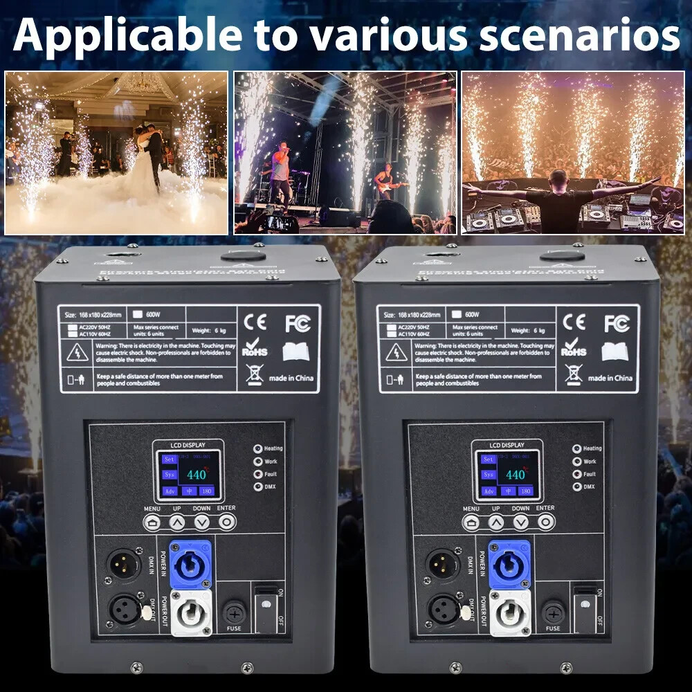 Saviour 2PCS 750W Large Cold Spark Machine Stage Effect DMX Firework With Case