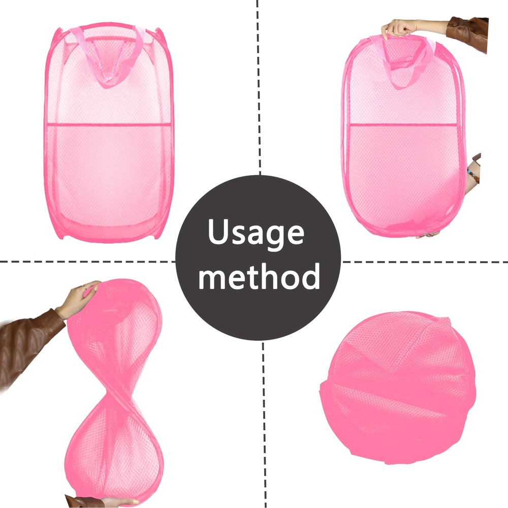 2 Packs Collapsible Laundry Bag Foldable Hamper Large Mesh Clothes Basket