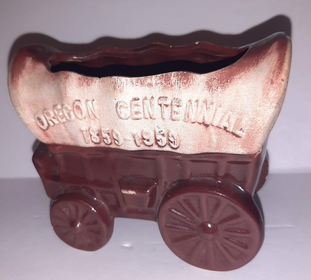 Vintage Oregon Centennial 1859-1959 Covered Wagon Ceramic Planter