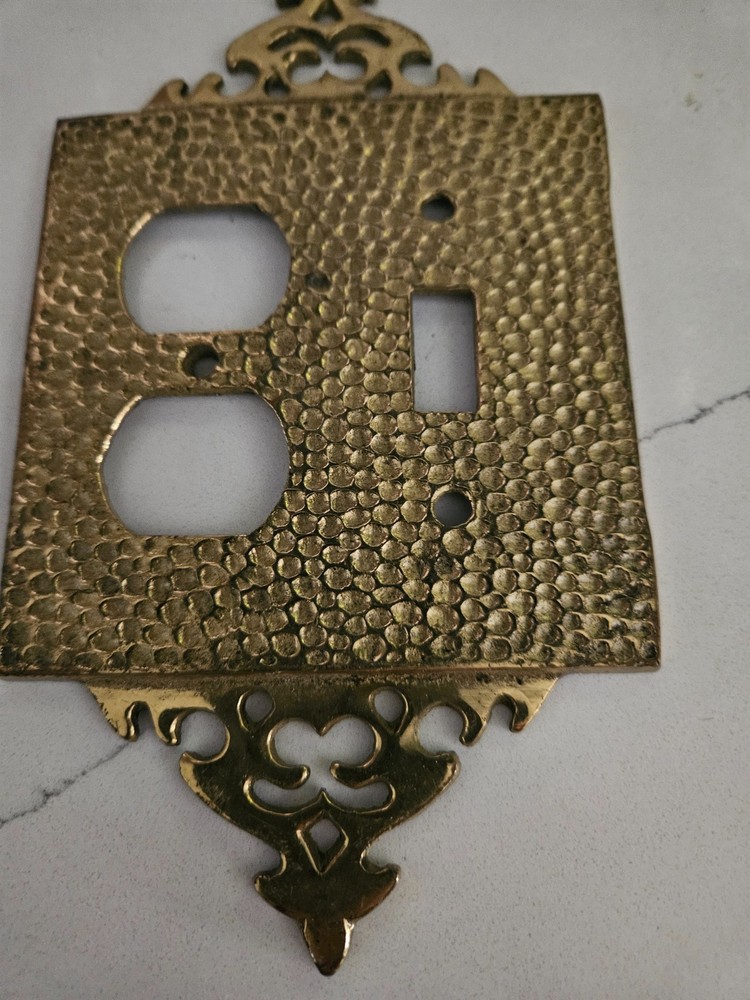 2 Vintage Solid Brass Switch Plate Covers Gothic Japan