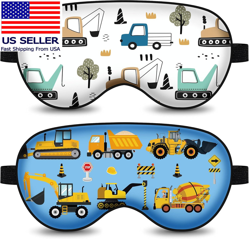 2 Pcs Sleep Mask, Construction Vehicles Mask with Adjustable Buckle for Sleeping