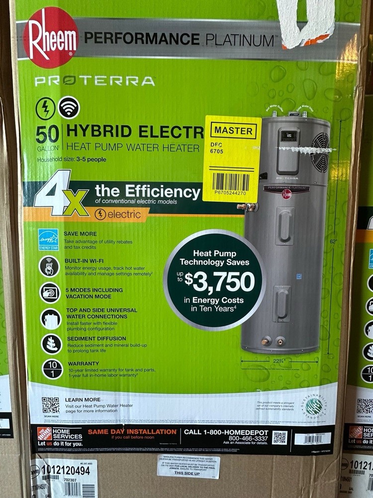 🔥Rheem Hybrid Smart Tank 50 Gal. ProTerra 10-Year Electric Water Heater NEW🔥