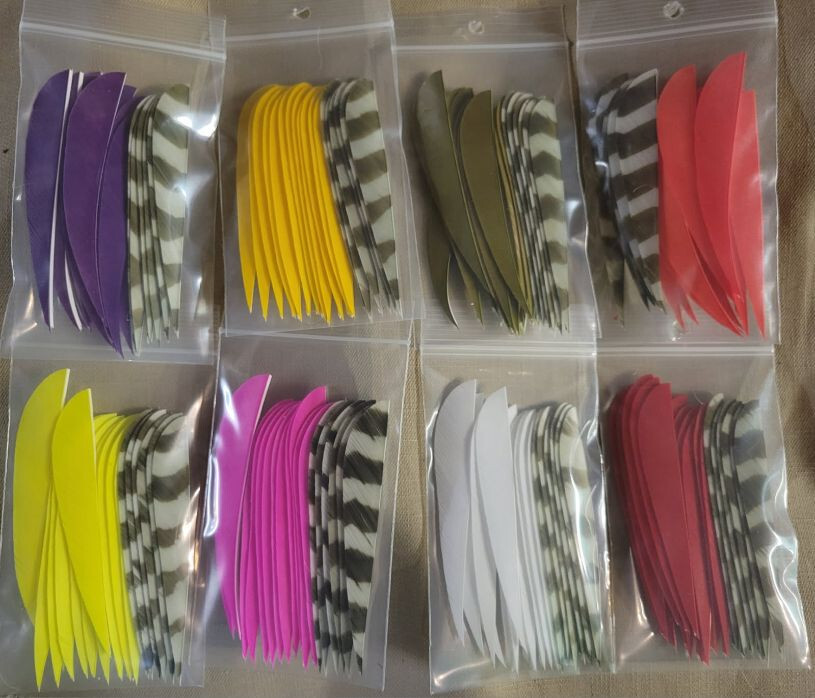 Trueflight 4" Parabolic Cut Combo Pack LW or RW Feathers - 12 Solid/ 6 Barred