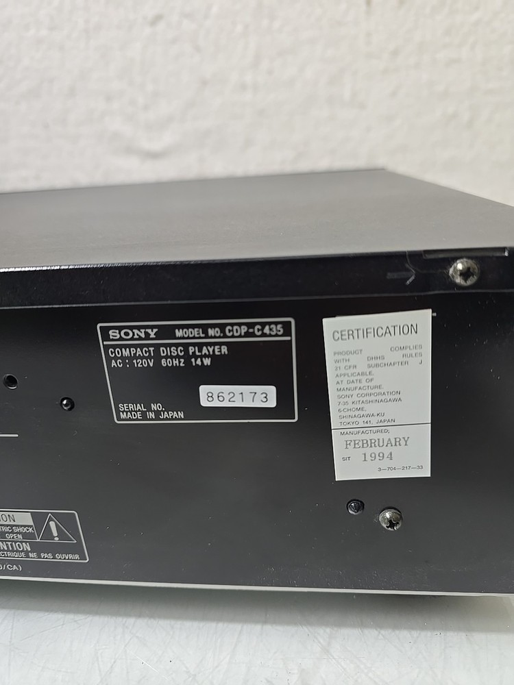 Sony CDP-C435 5 Disc Ex-Change System CD Changer Compact Disc Player - TESTED!