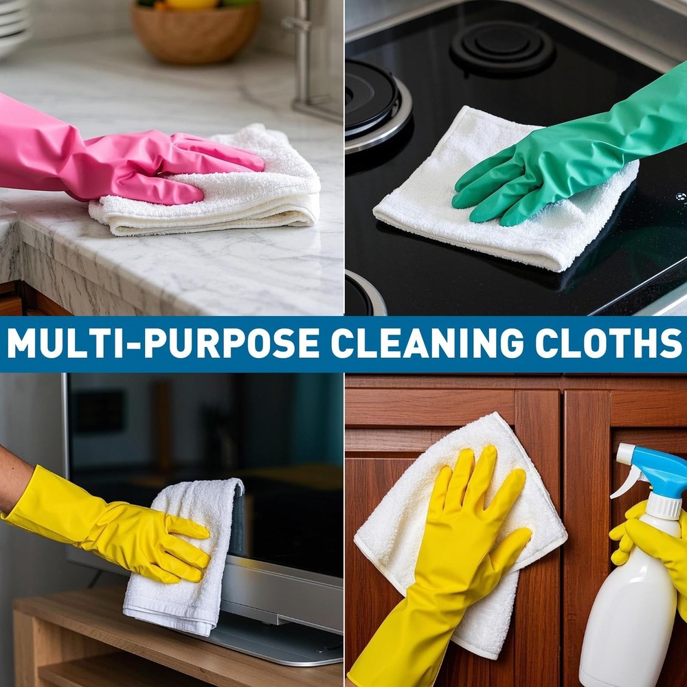 White Microfiber Towels- 50 Pack, Microfiber Cleaning Cloths Bulk, Microfiber...
