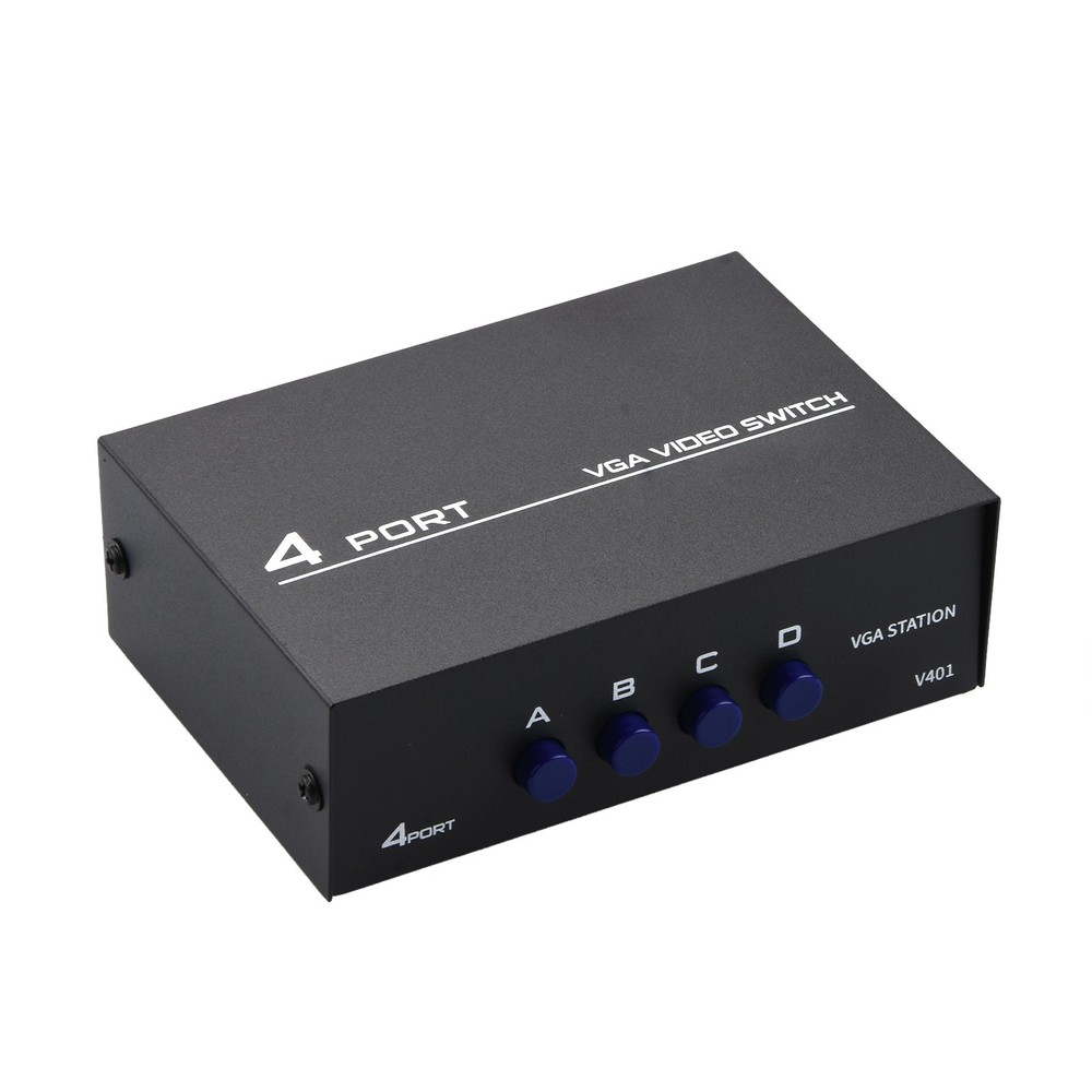 4 Port VGA Switch Video Selector Switcher Box 4 Input 1 Output 4x1 VGA Switch