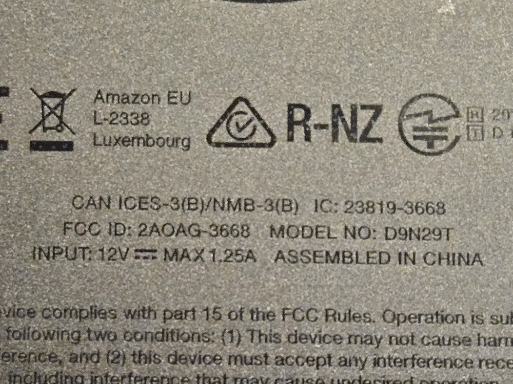 Amazon Echo Dot D9N29T (3rd Generation) Speaker Black Power Cord Tested WORKS