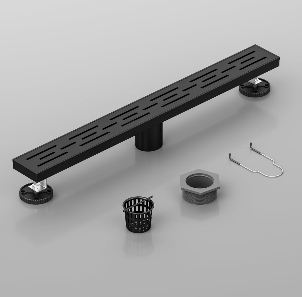 Neodrain 32 in Matte Black Linear Shower Drain, Rectangular Linear Shower Drain