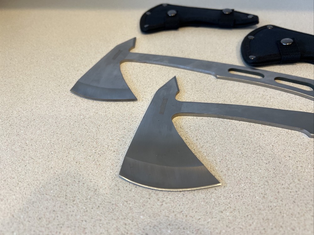 On Target Throwing Axes. Set Of 2 With Sheaths