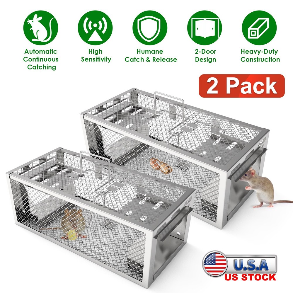 2Pcs Humane Live Mouse Traps Automatic Continuous Catching Rat Trap for House