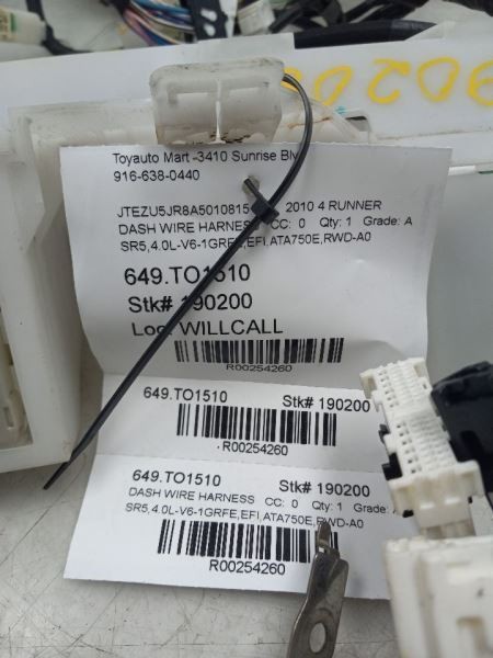 2010 TOYOTA 4 RUNNER SR5 4.0L DASH WIRE HARNESS