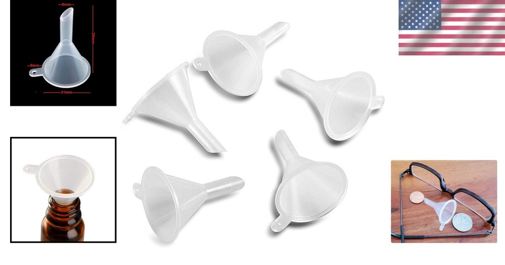 5 Mini Funnels for Precise Pouring - Perfect for Spices & Essential Oils