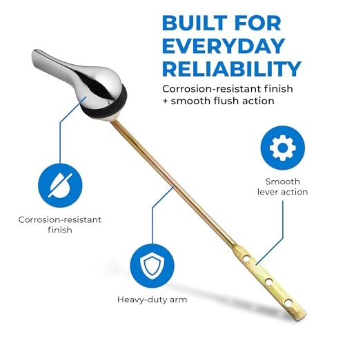 Toilet Handle Lever Flush Replacement, Chrome, Front Mount Chrome Polished
