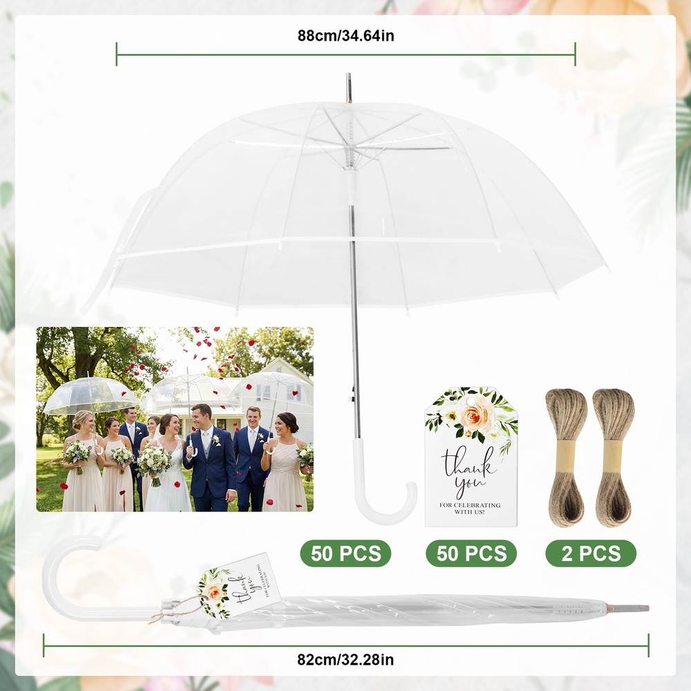 52 Inch Large Clear Bubble Umbrellas Bulk Dome Rain Windproof Stick Umbrellas
