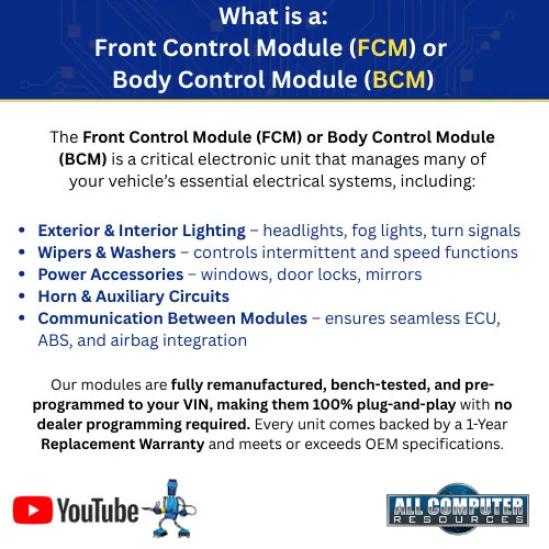 2018 Dodge Durango BCM Body Control Module Part# 68354769–Programmed Plug & Play