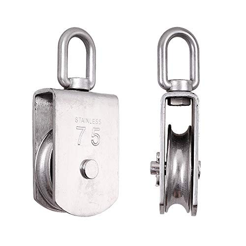 2 Pack M75 Lifting Single Pulley Roller Loading 1700Ibs, 304 M75- 2Pcs