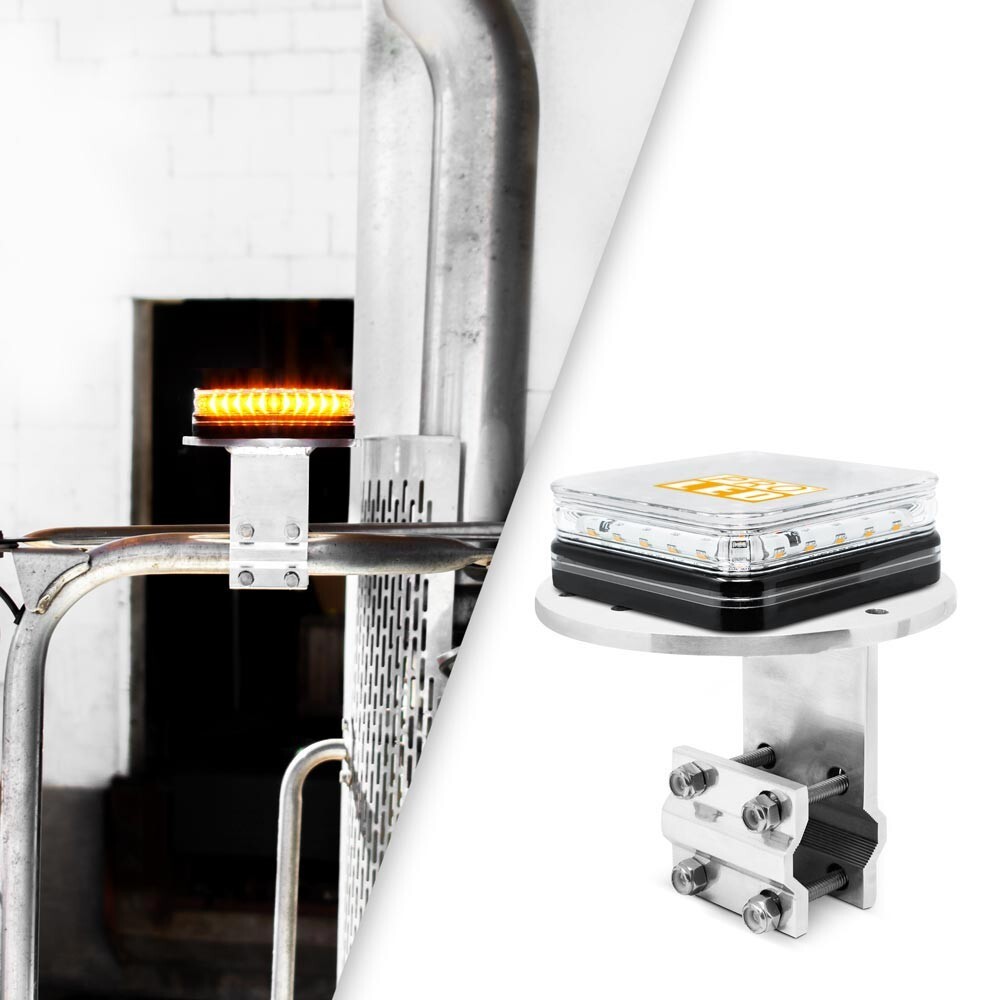 Class 1 Amber LED Mini Warning Light & Aluminum Mirror Mount Bracket Kit