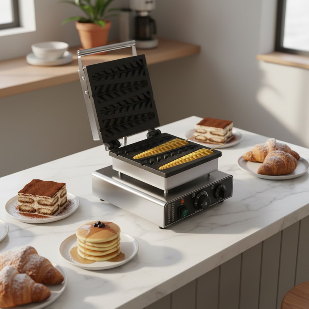 Electronic Commercial Lolly Waffle Stick Baker Machine Waffle Maker Silver