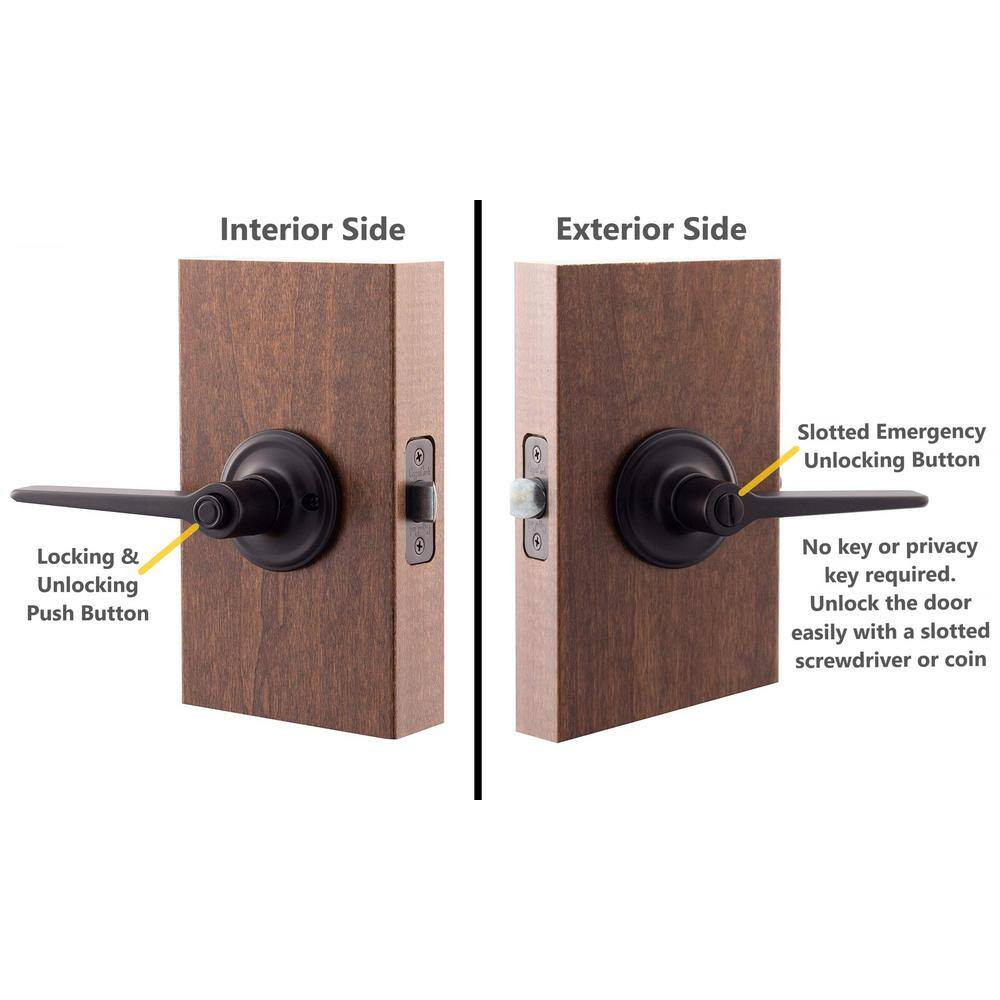 Contemporary Zane Black Bed/Bath Door Handle