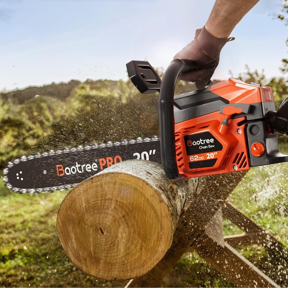 62cc Gas Chainsaw 20-Inch Professional Chainsaw with 2-Cycle Engine for Cutting