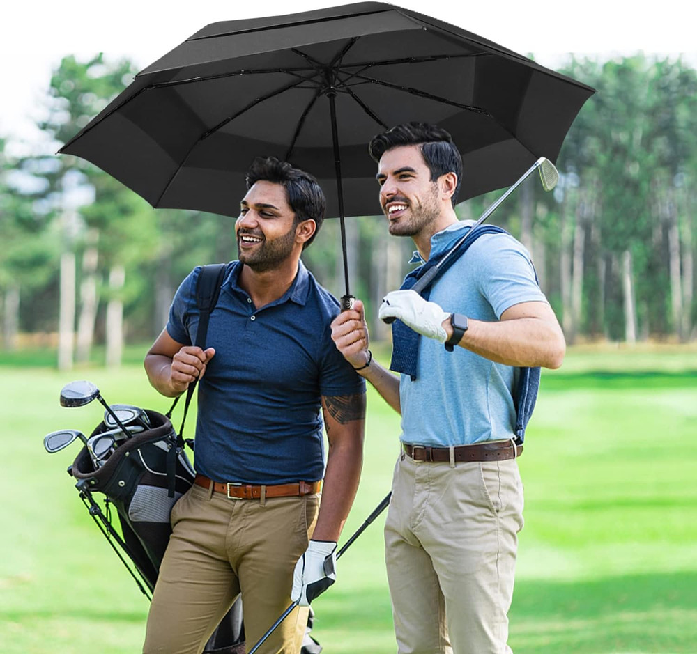 Large Compact Golf Umbrella - Oversized Auto Open Close Folding Golf Umbrella Tr