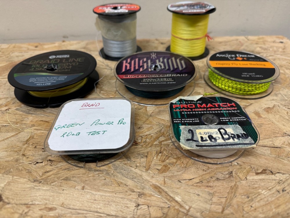 MATCH COARSE FISHING TACKLE - MIXED BRAID BUNDLE - 7 SPOOLS, PREDATOR, SPINNING