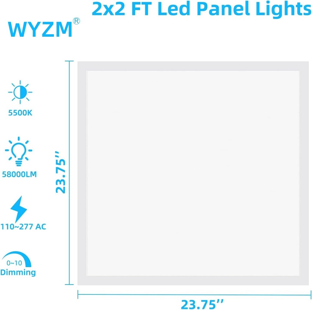 8Pack LED Flat Panel Light 2x2Ft Drop Ceiling Recessed Troffer Fixture 45W 5000K