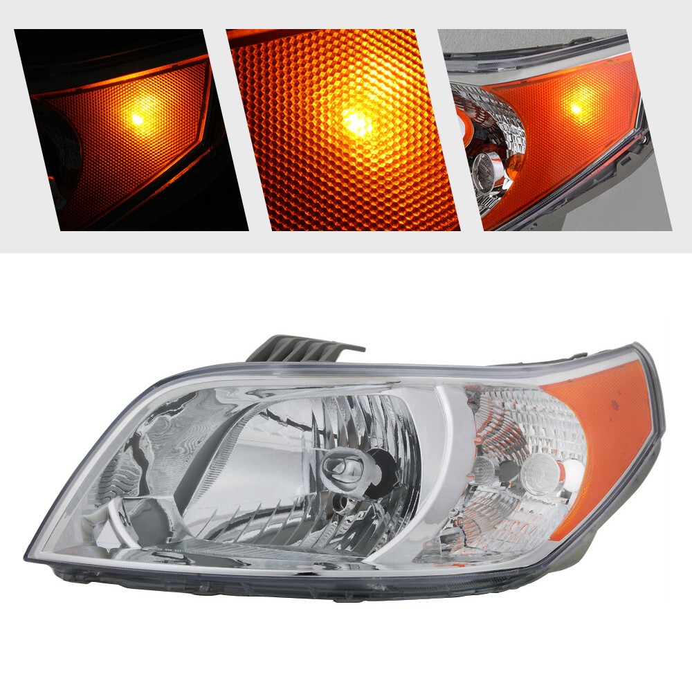 For 2009 2010 2011 Chevy Aveo 5 LS / LT Halogen Headlight W/Amber Reflector Pair