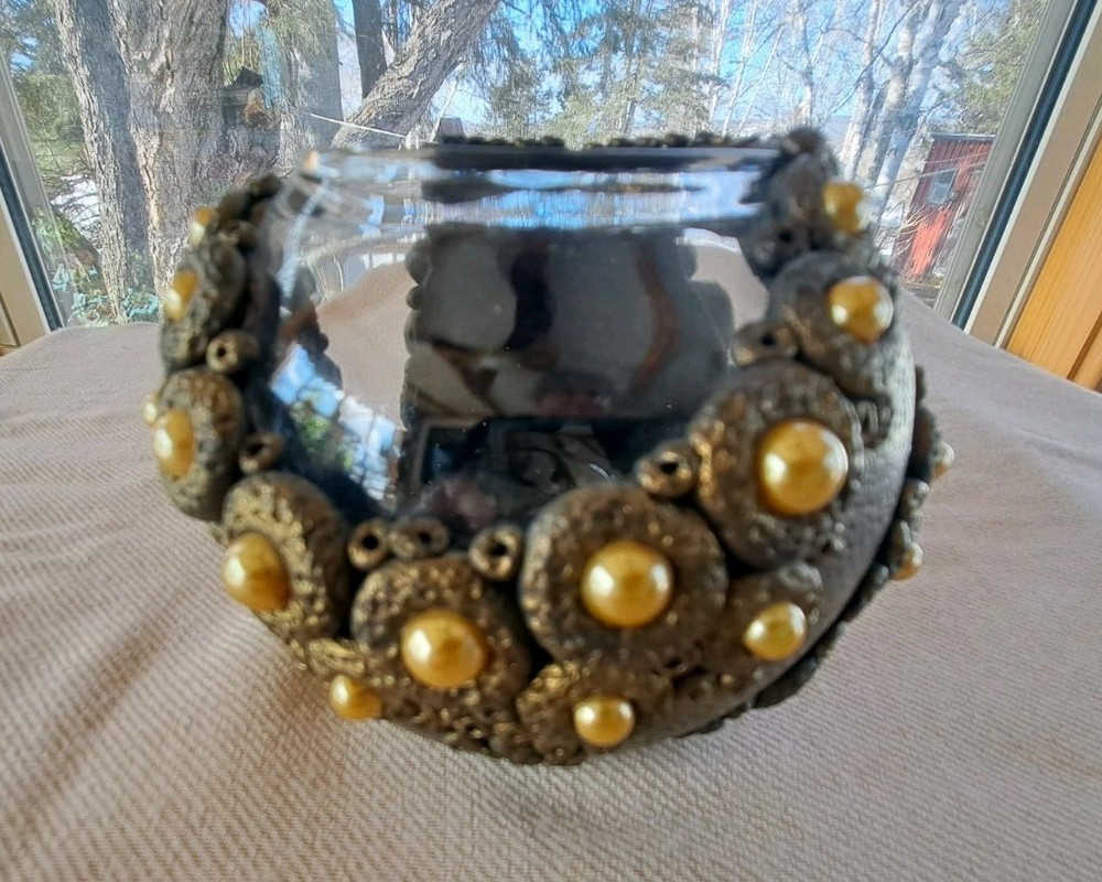 French Art Beaded Vase Candle Holder