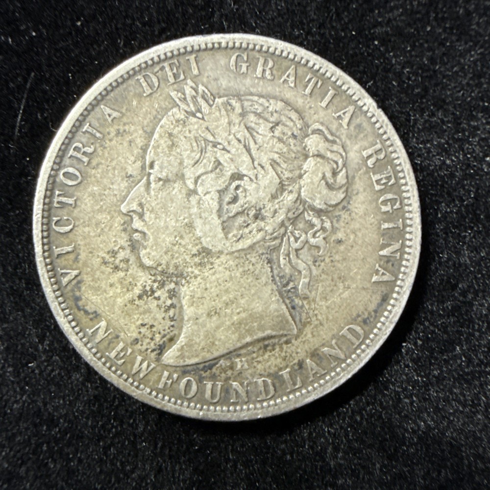 1876-H Newfoundland Twenty Cent Silver Coin 20C A5