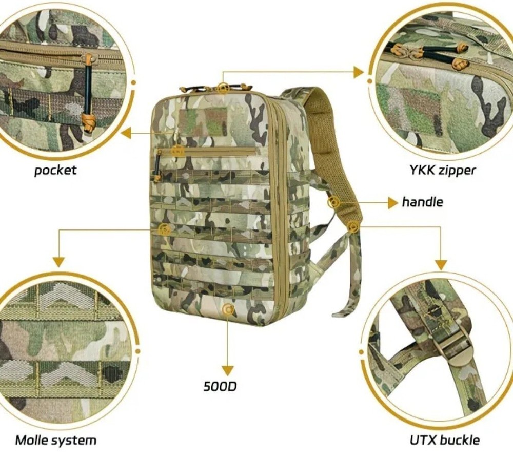 GAF 500D Tactical Backpack - Large Capacity Modular Design Multiple Compartments