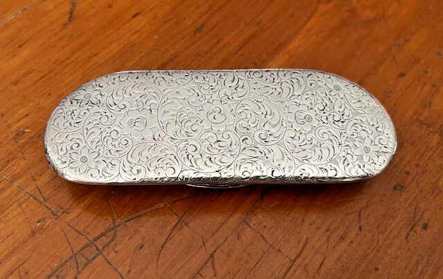 Antique Victorian Engraved Sterling Silver Spectacles Eyeglass Case Monogram