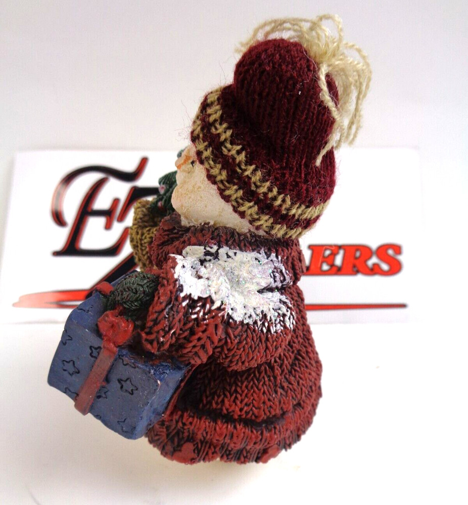 Snowman Carrying A Tree And A Present 5" Plastic Snowman (Missing Carrot Nose)