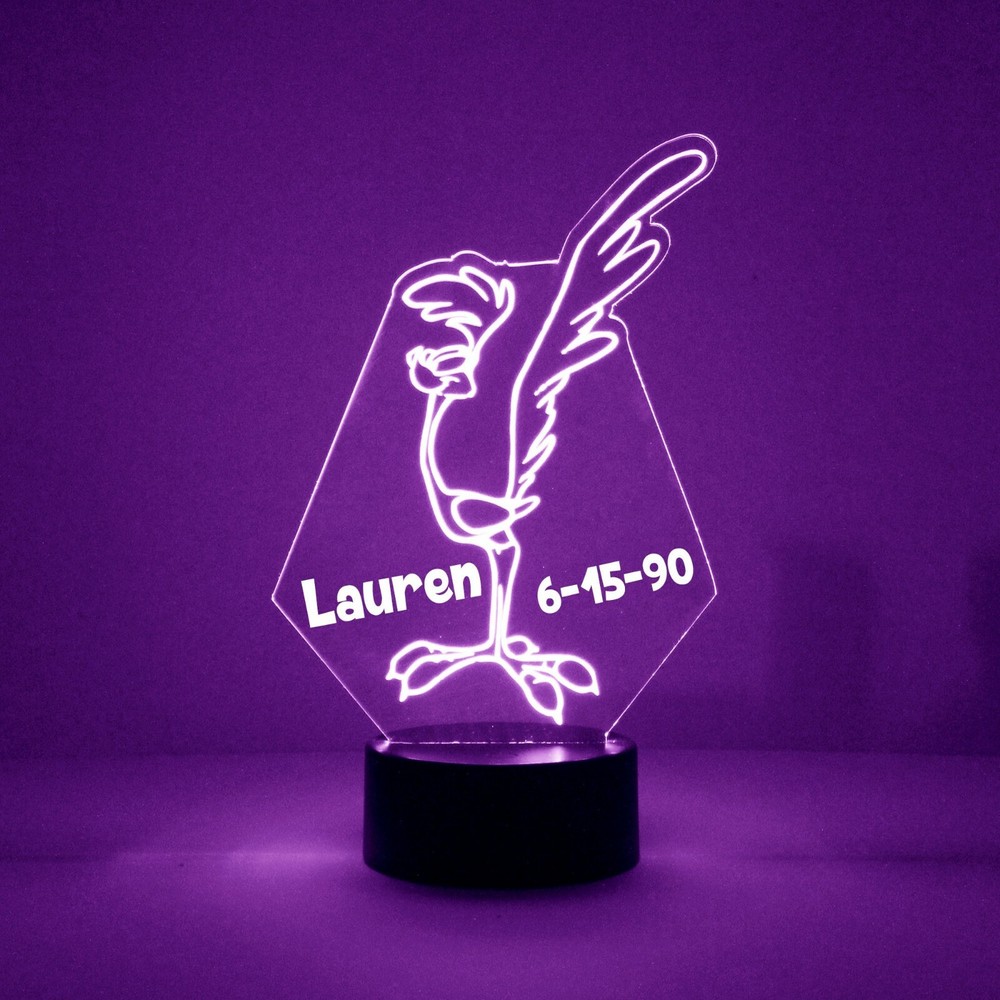 Road Runner, Personalized FREE, LED Night Light Lamp + Remote, Light Up