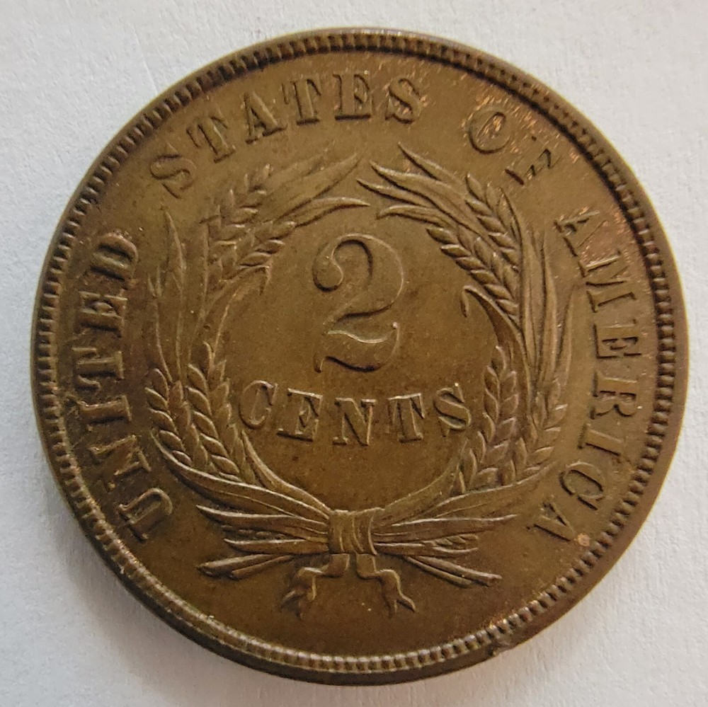 1864 Shield Two Cent Coin Circulated and Uncertified