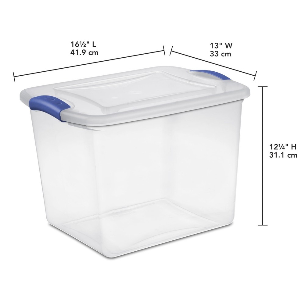Sterilite Clear 27 Quart Latching Storage Bin with Blue Lid Plastic Container 4