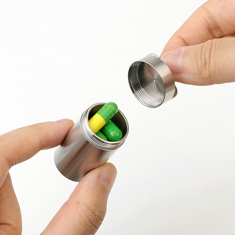 EDC Titanium Alloy Waterproof Pill Case Capsule Seal Container Storage Box