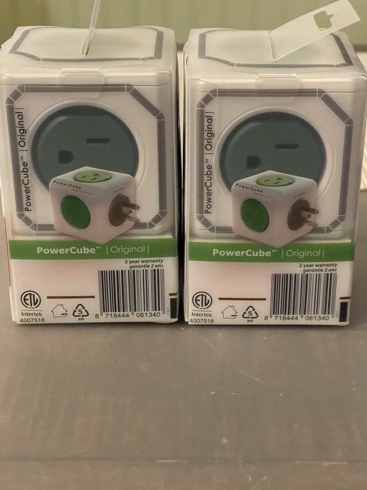 2 Allocacoc Original Powercube - 5 Outlet Dual - Brand New - Green