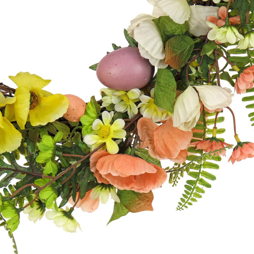 Artificial Spring Wreath, Woven Branch Base, Decorated with Colorful Pastel E...