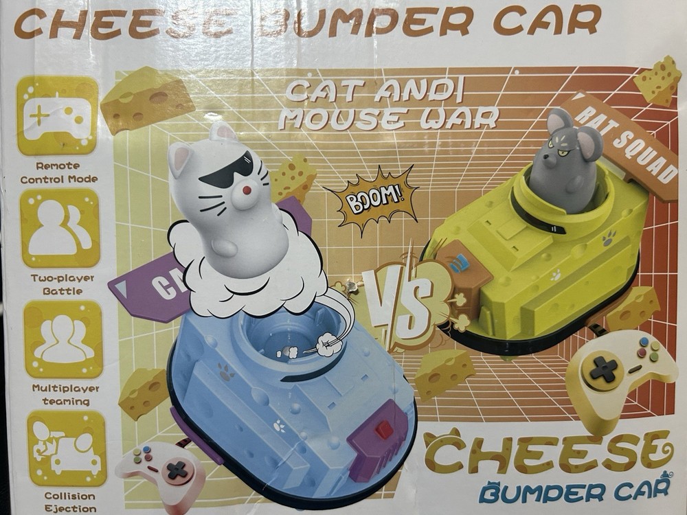 Cat vs Mouse Cheese Bumper Car Chase War Game Remote Control Ages 6+