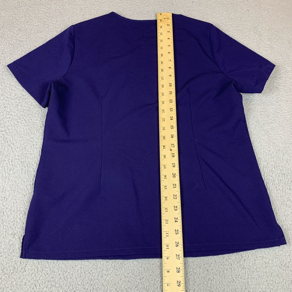 FIGS Scrub Top Womens Large Blue Polyester Stretch Short Sleeve V-Neck Pullover