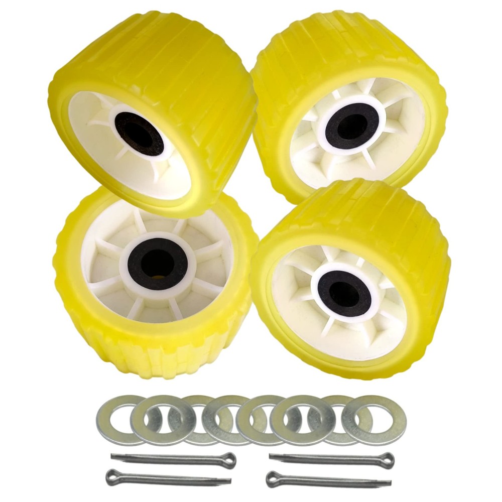4 Pcs 5" X 3" Boat Trailer Wobble Rollers Polyurethane Mounting Hole Diameter