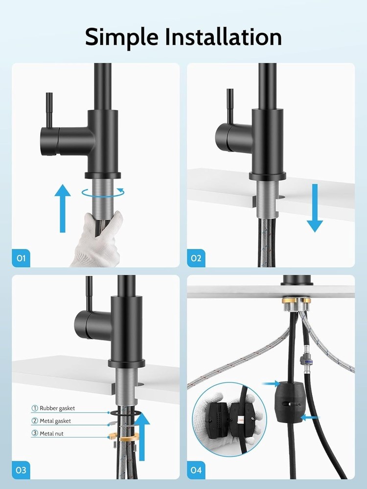 Kitchen Faucet W/ Pull Down Sprayer High Arc Single Handle Stainless Steel