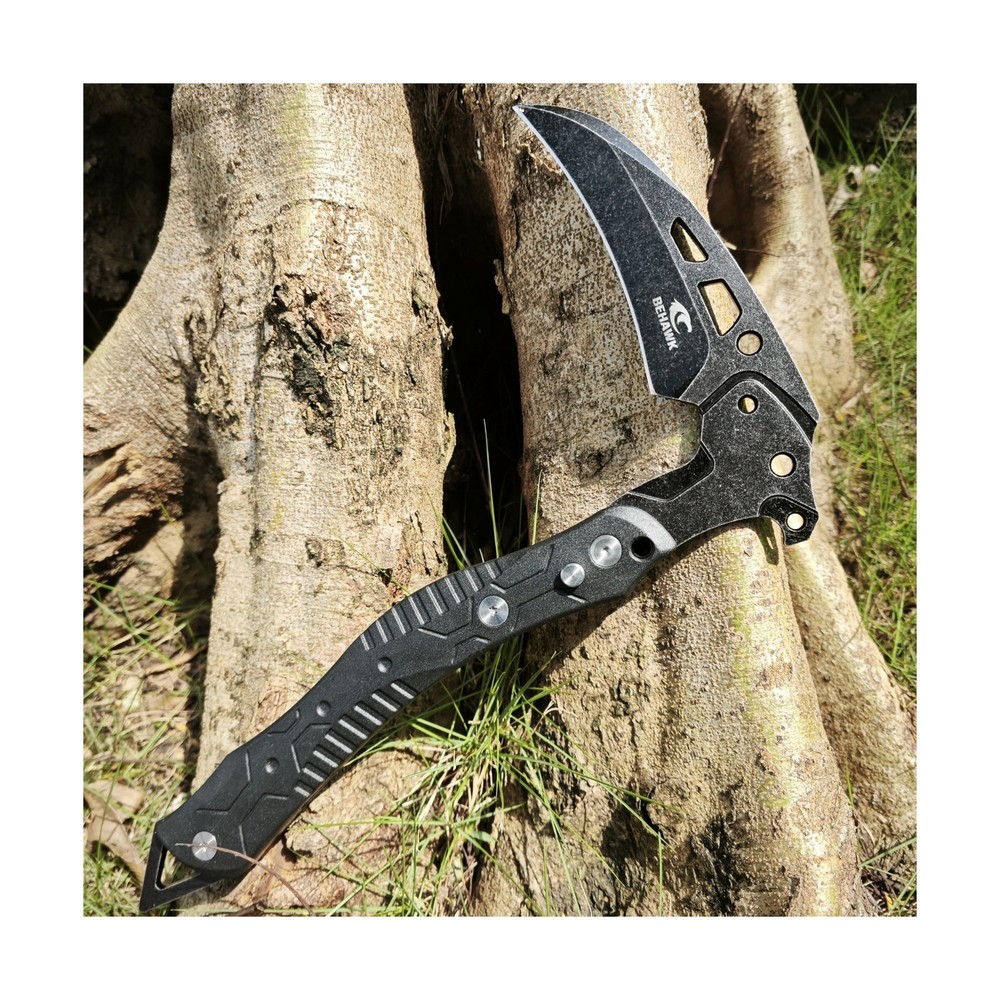 Folding Sickle Knife With Sheath, Quick Release Tactical Survival Tool with S...
