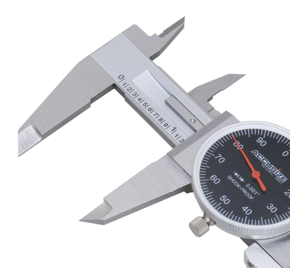 Tools 06 X 0.001 range X Resolution Dial Caliper Black Face Red Needle Stain