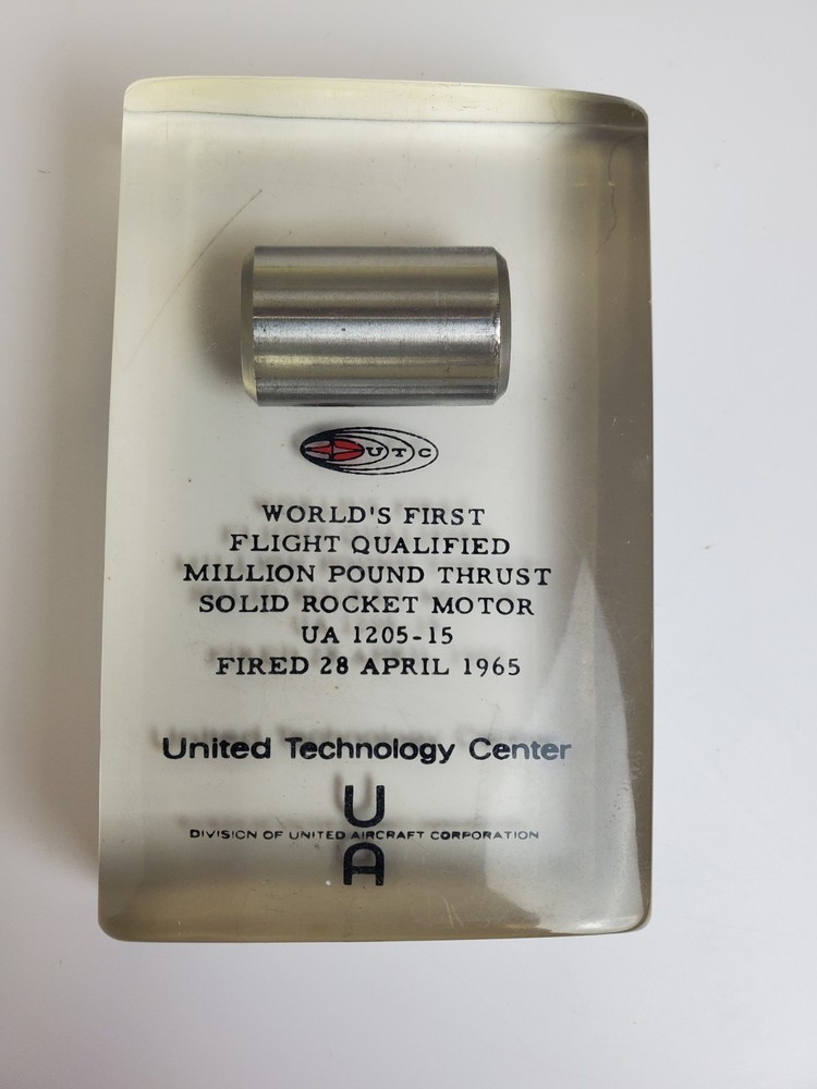 1965 1st Flight Qualified Million Lb. Thrust Solid Rocket Motor United Technoly