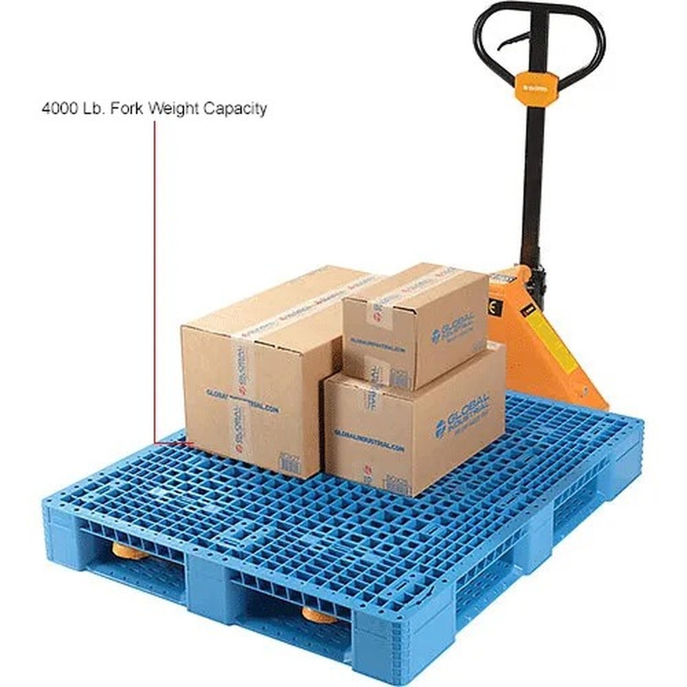 Rackable & Stackable Pallet, Poly, 4-Way, 48"x40", 30000 Lb Stat Cap, Blue